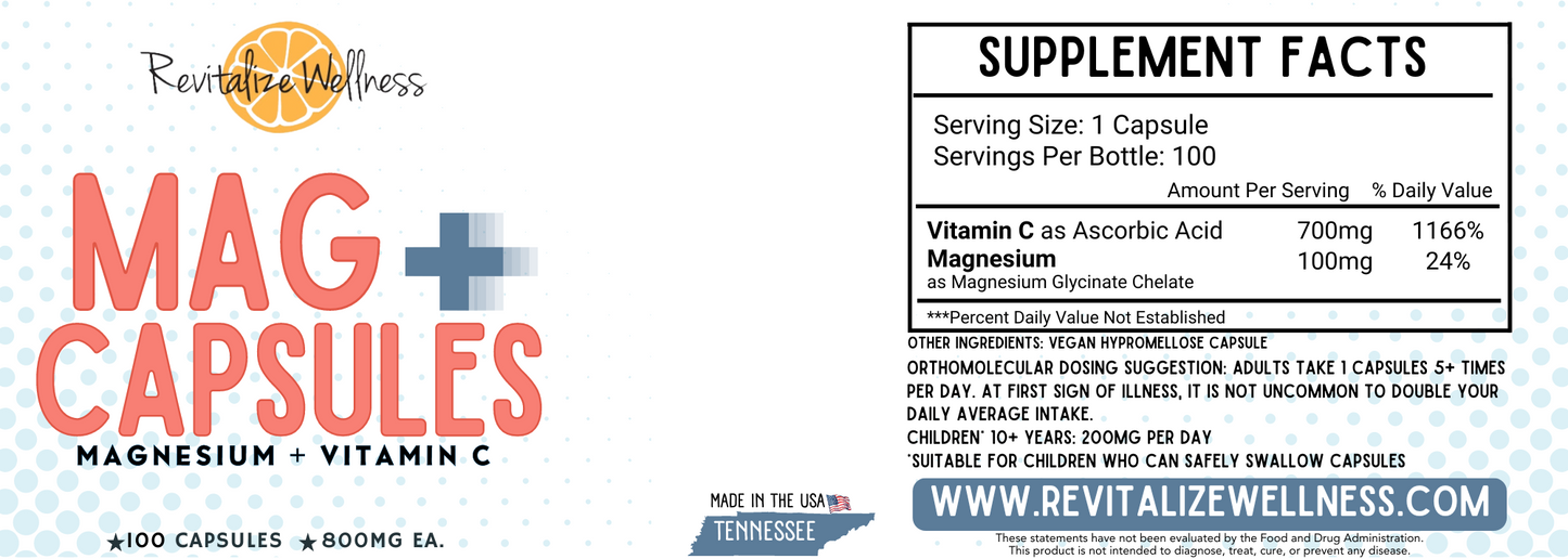 Mag+ - Magnesium & Vitamin C Capsules