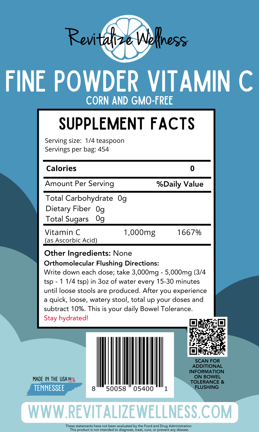 Fine Powder Vitamin C as Ascorbic Acid