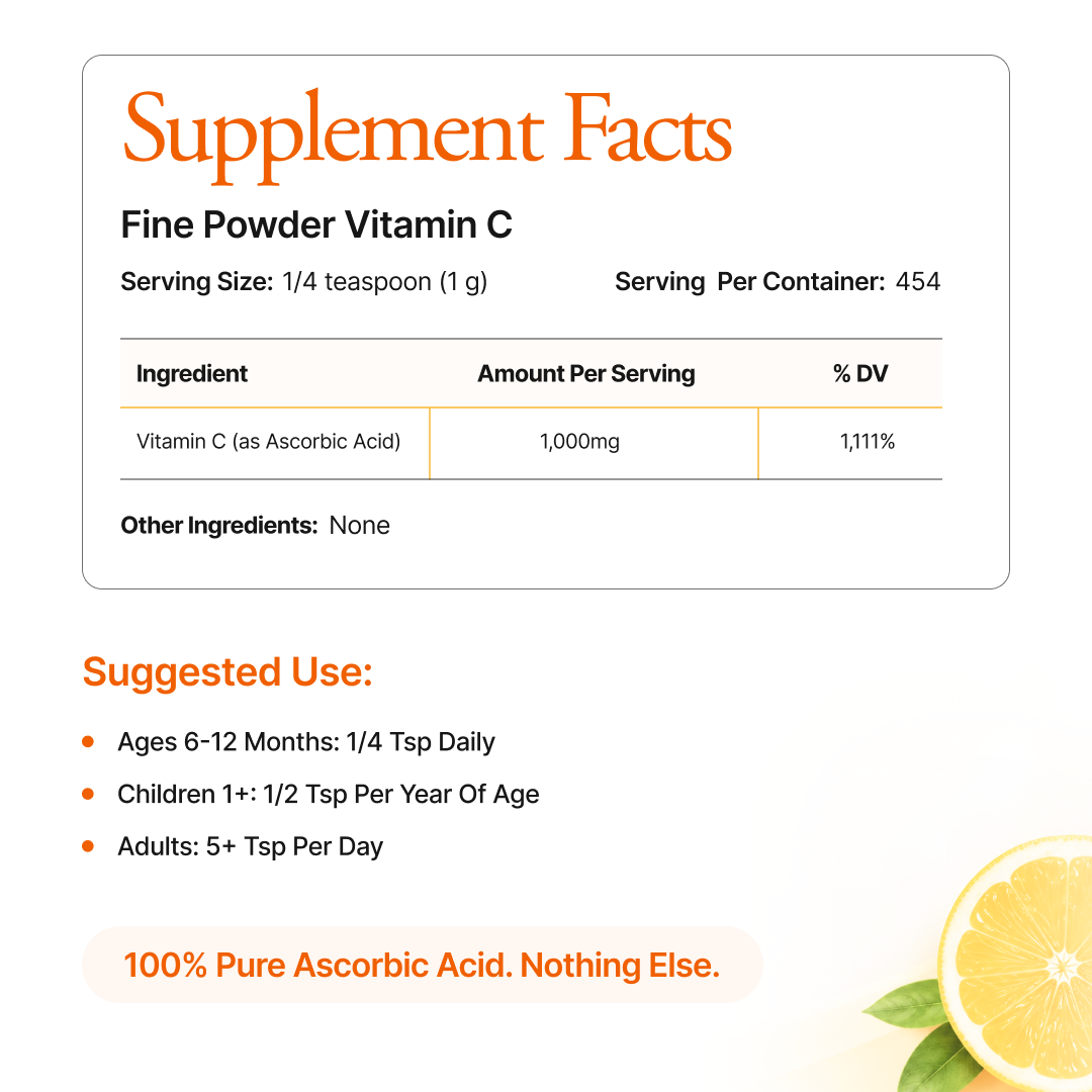 Fine Powder Vitamin C as Ascorbic Acid
