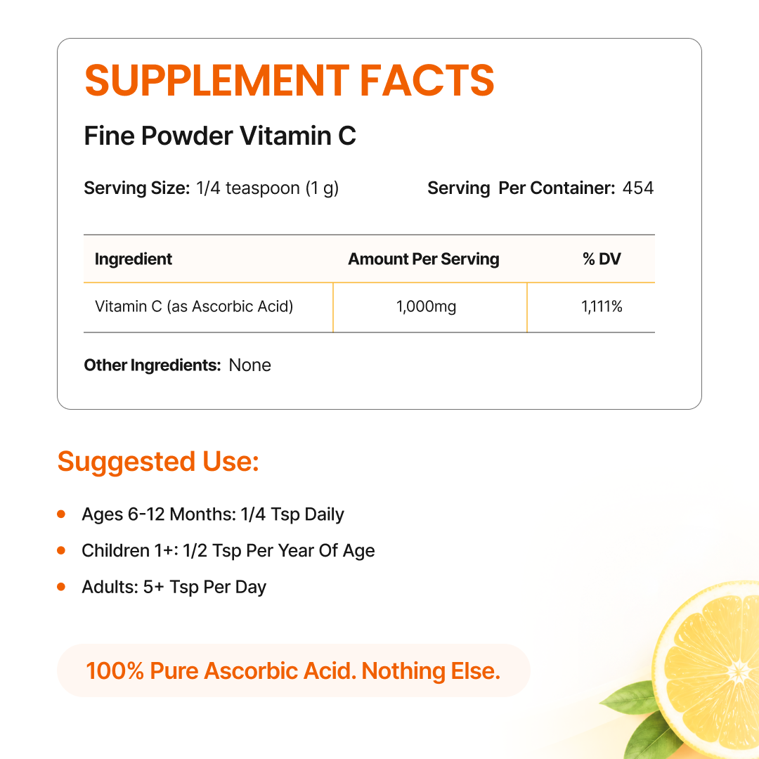 Fine Powder Vitamin C as Ascorbic Acid