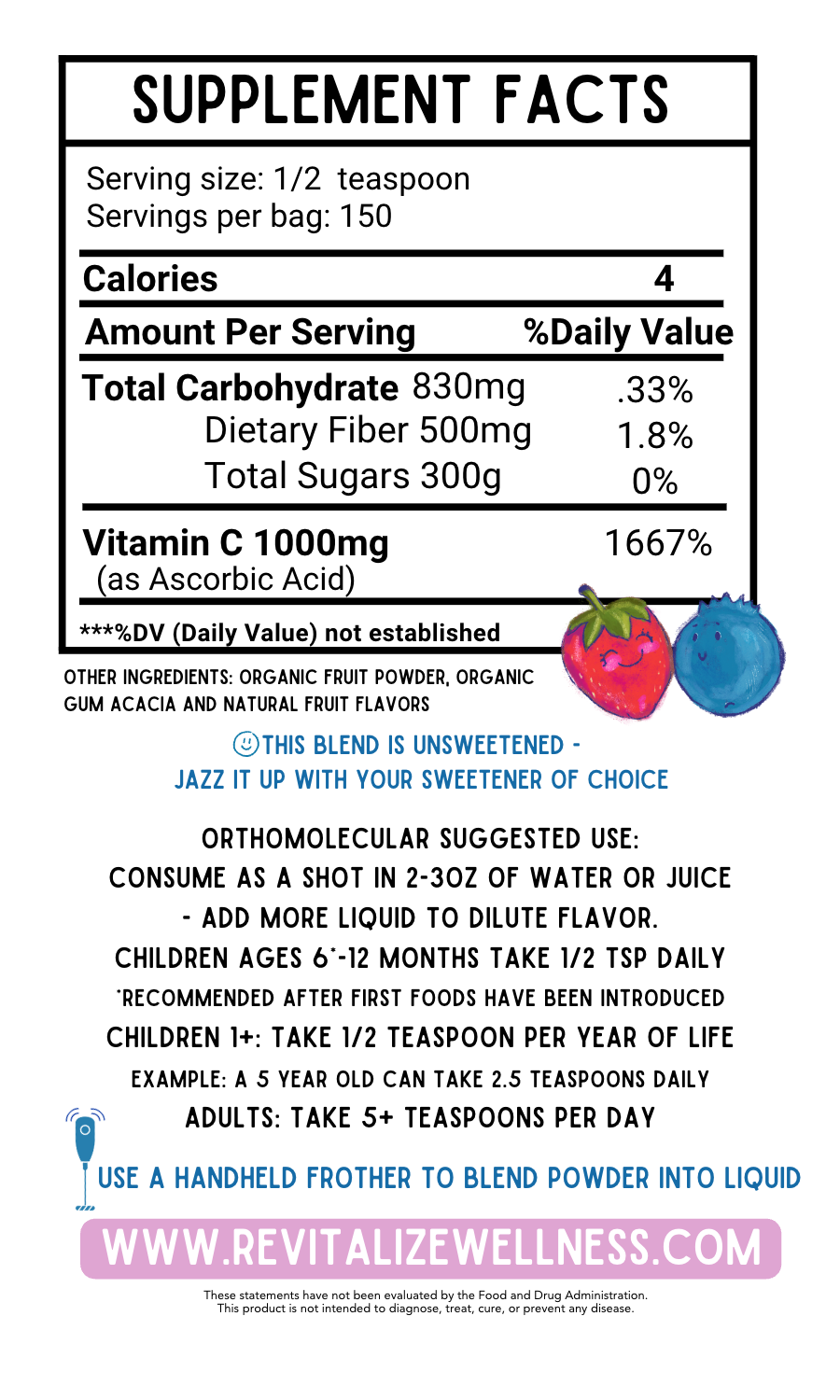 Organic Vitamin C Juice Powder - 300 Grams