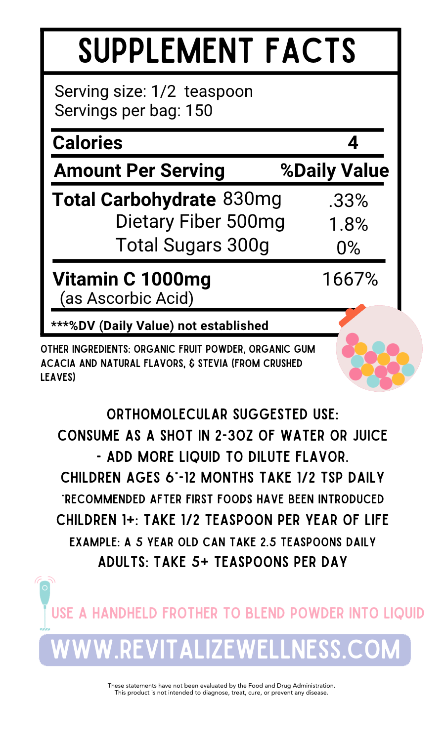 Organic Vitamin C Juice Powder - 300 Grams