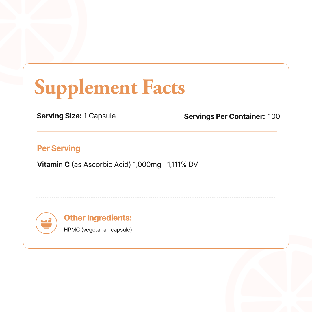 Vitamin C Capsules (as Ascorbic Acid) - 1,000mg