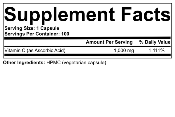 Vitamin C Capsules (as Ascorbic Acid) - 1,000mg